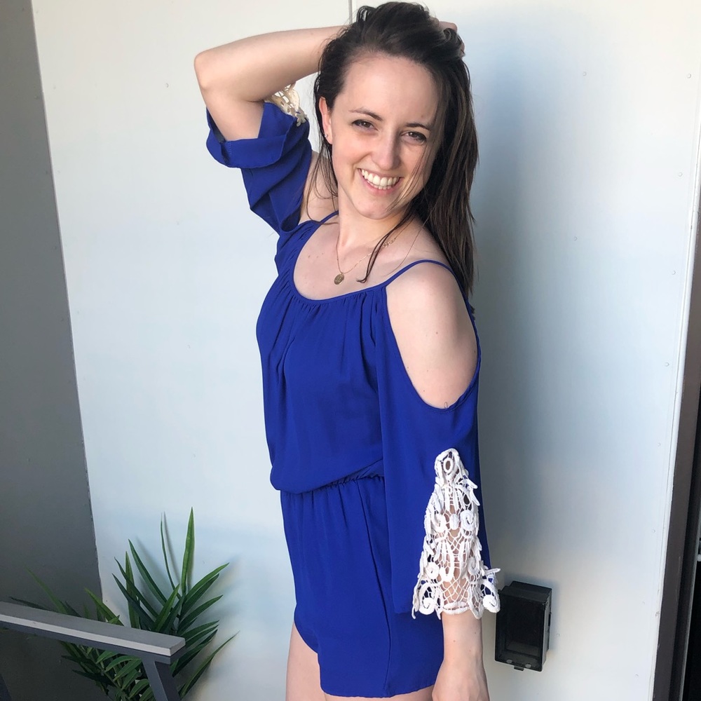 Sage Royal Blue Romper 💕